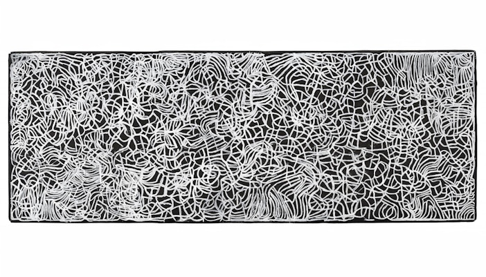 Abstract painting "Big Yam Dreaming" by Kwementyay Kngwarreye at National Gallery of Victoria.