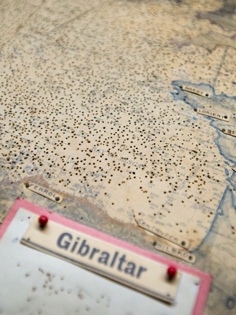 Map detail of Gibraltar in Churchill War Rooms, London.