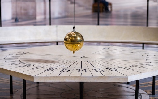 Foucault’s Pendulum swinging in Paris Pantheon.