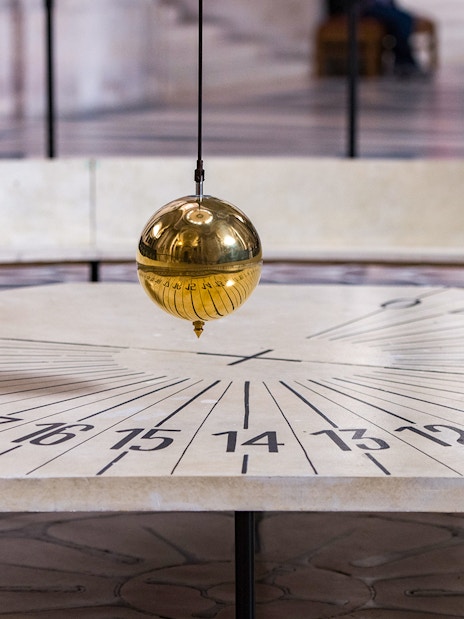 Foucault’s Pendulum swinging in Paris Pantheon.