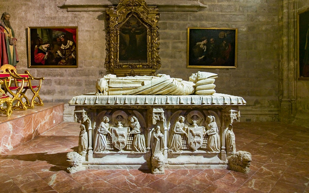 Tomb inside Seville Cathedral during the Skip-the-Line Guided Tour.