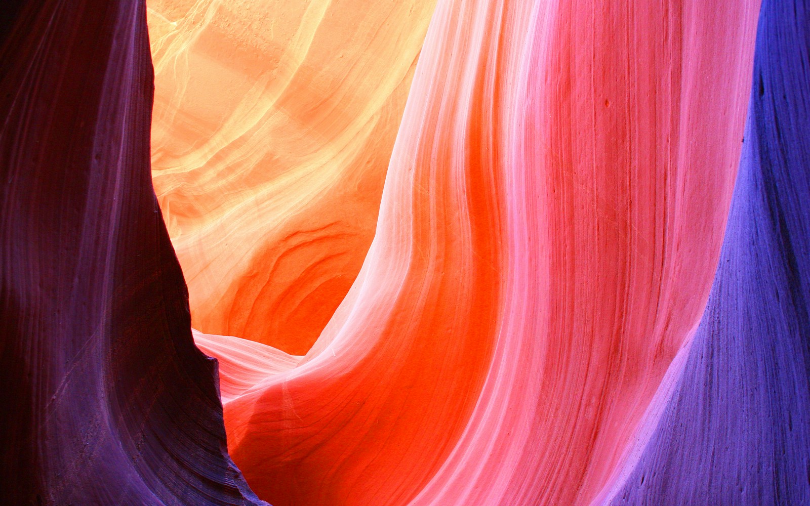 Upper Antelope Canyon sandstone formations with light beams, Page, Arizona.