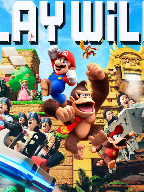 Mario Kart ride at Universal Studios Japan with characters and excited visitors.