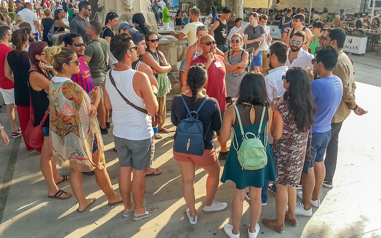 Tour group gathered in Dubrovnik for King's Landing Walking Tour.