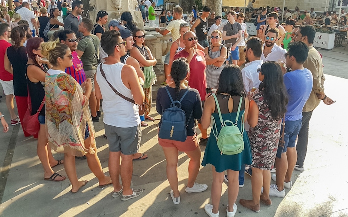 Tour group gathered in Dubrovnik for King's Landing Walking Tour.
