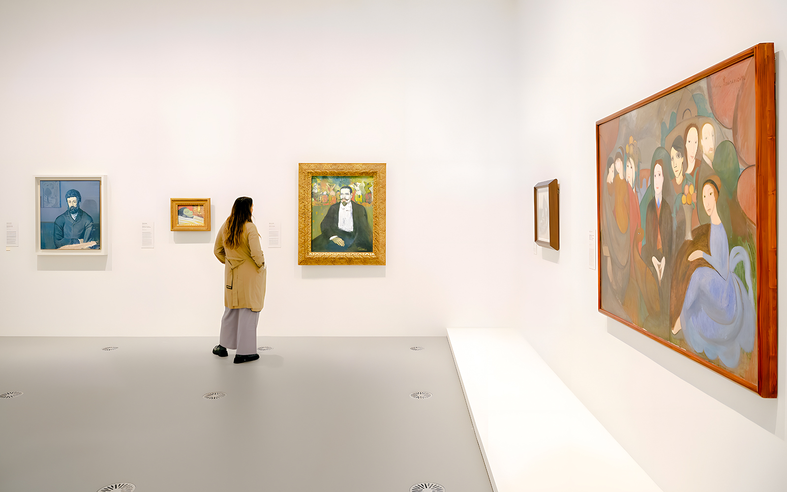 Visitor viewing Picasso paintings at The Picasso Century exhibition, National Gallery of Victoria.