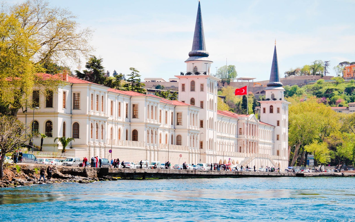 Kuleli Military High School along the Bosphorus on Istanbul boat cruise.