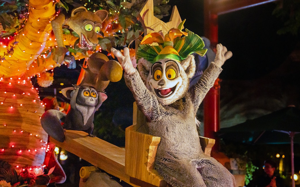 Characters from Madagascar at Universal Studios Singapore parade.