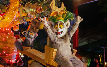 Characters from Madagascar at Universal Studios Singapore parade.