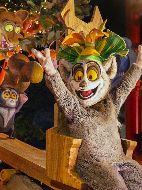 Characters from Madagascar at Universal Studios Singapore parade.