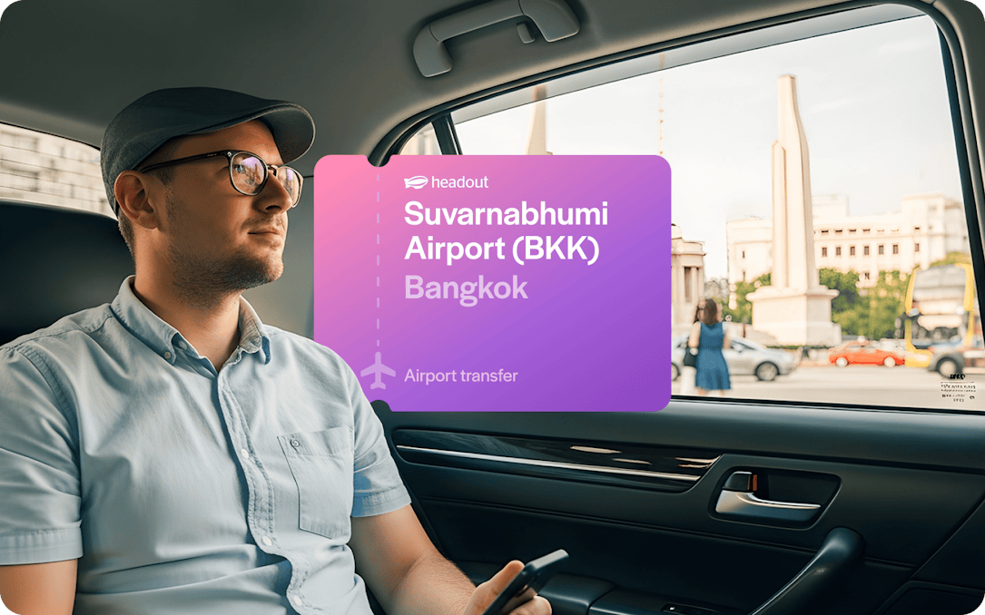 Private transfer passenger in car near Suvarnabhumi Airport, Bangkok.