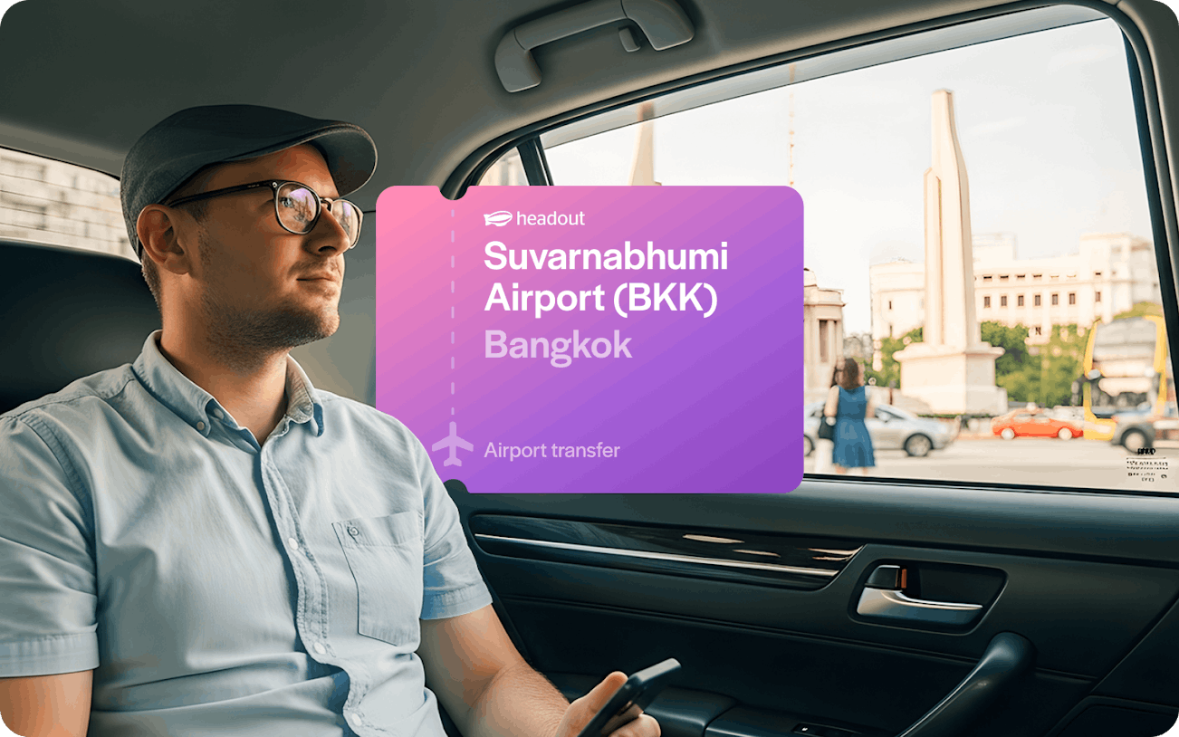 Private transfer passenger in car near Suvarnabhumi Airport, Bangkok.