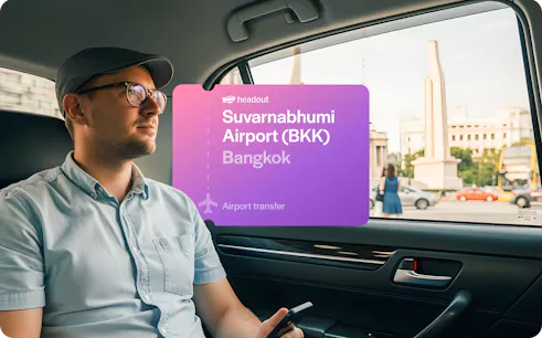 Private transfer passenger in car near Suvarnabhumi Airport, Bangkok.