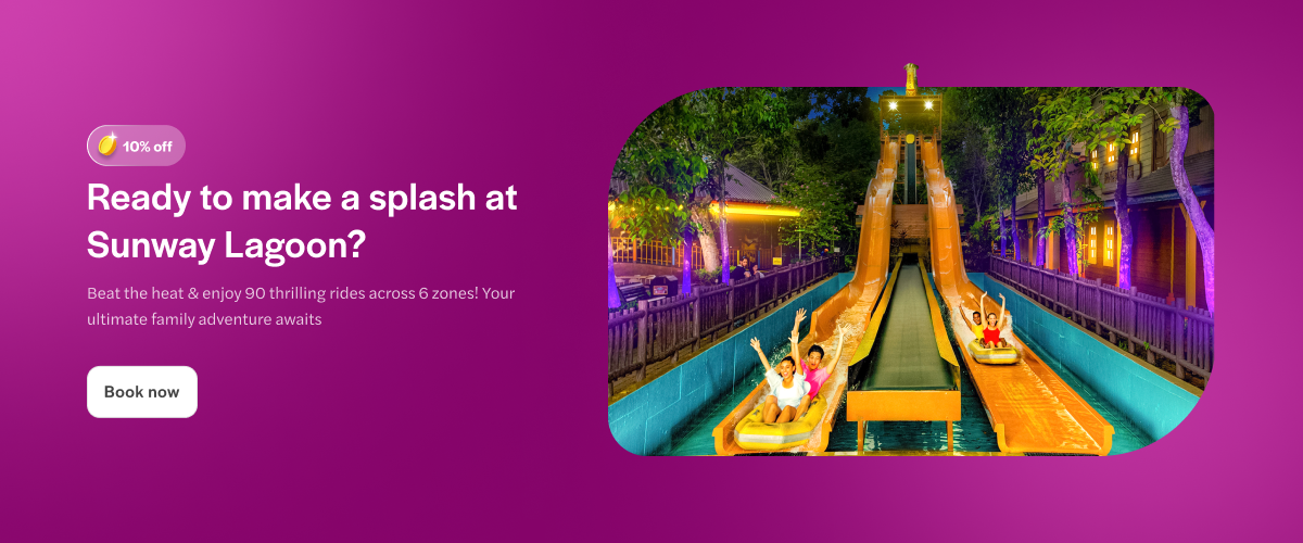 Visitors enjoying a water slide at Sunway Lagoon, Kuala Lumpur, Malaysia.