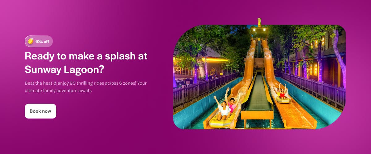 Visitors enjoying a water slide at Sunway Lagoon, Kuala Lumpur, Malaysia.