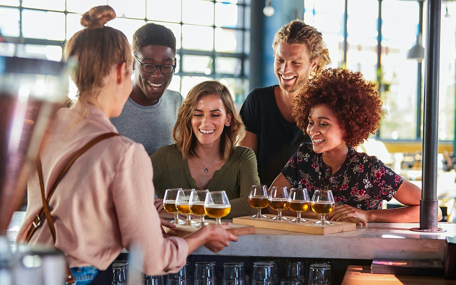 Group enjoying beer tasting at a historic krumlov brewery