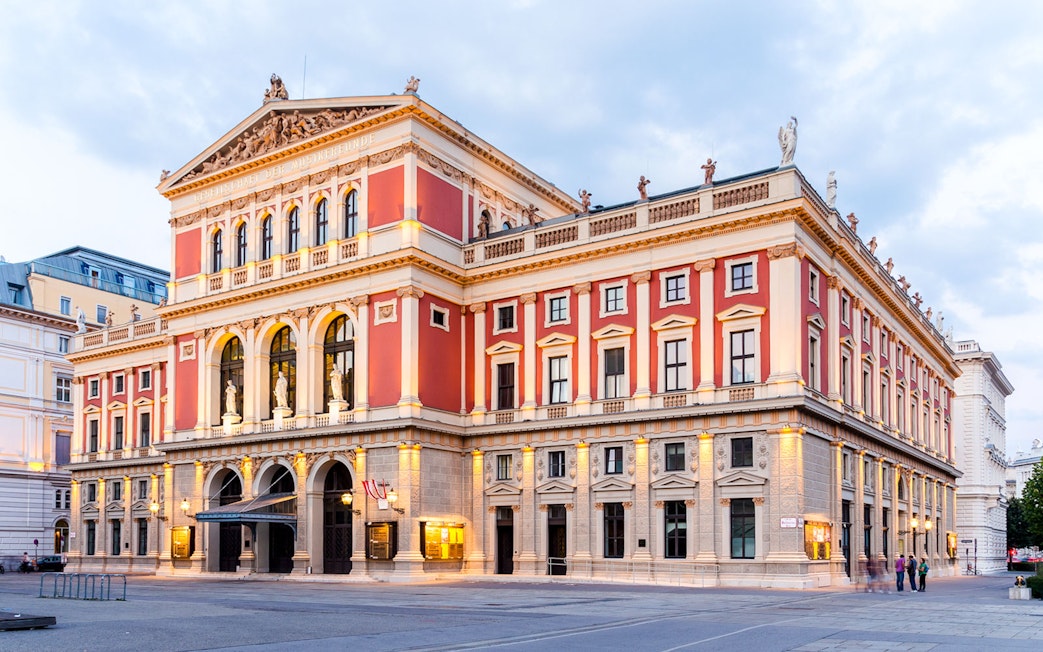 Musikverein Vienna exterior, venue for Mozart Orchestra Concert.