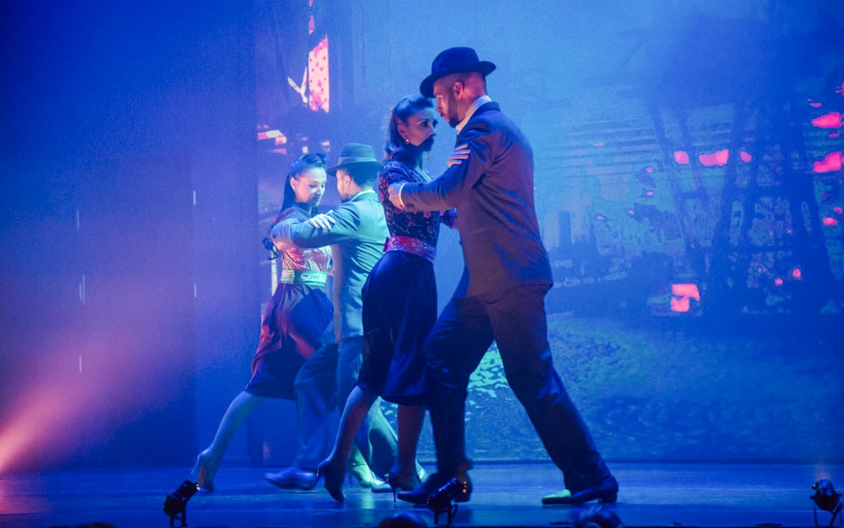 Dancers performing at Madero Tango Show in Buenos Aires.