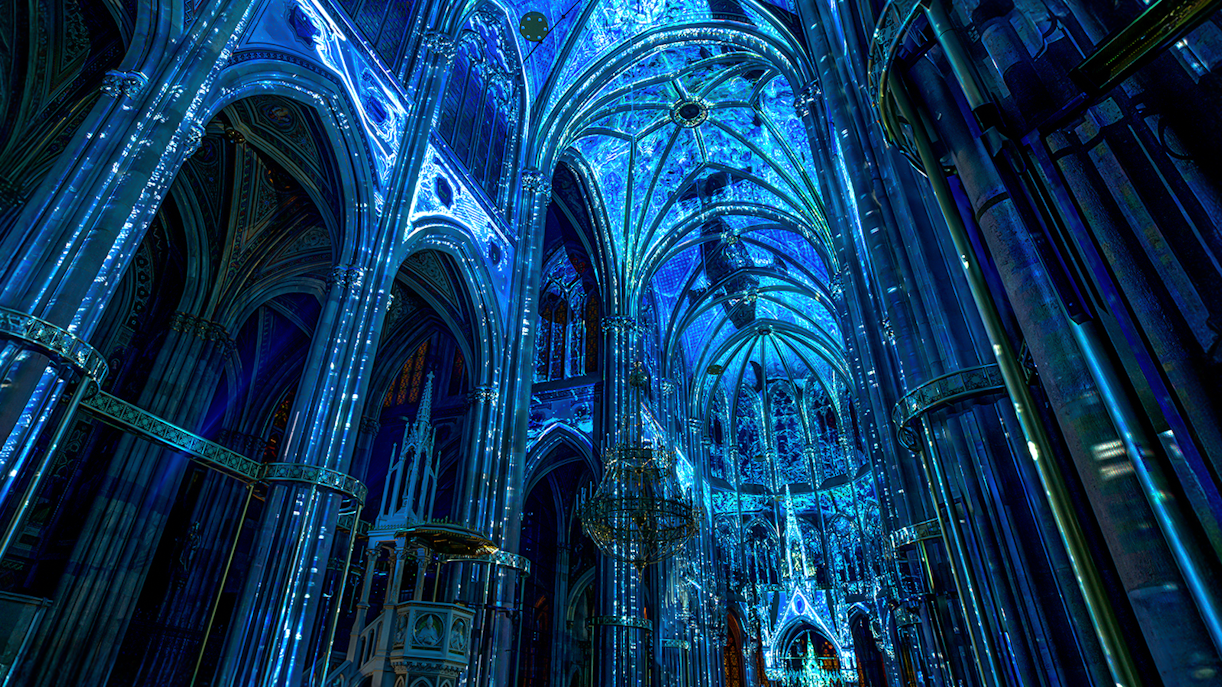 View of Light of Creation in Votivkirche Church Vienna
