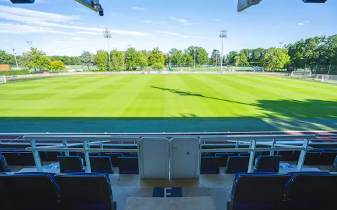 Clairefontaine football field with seating, Paris, France.