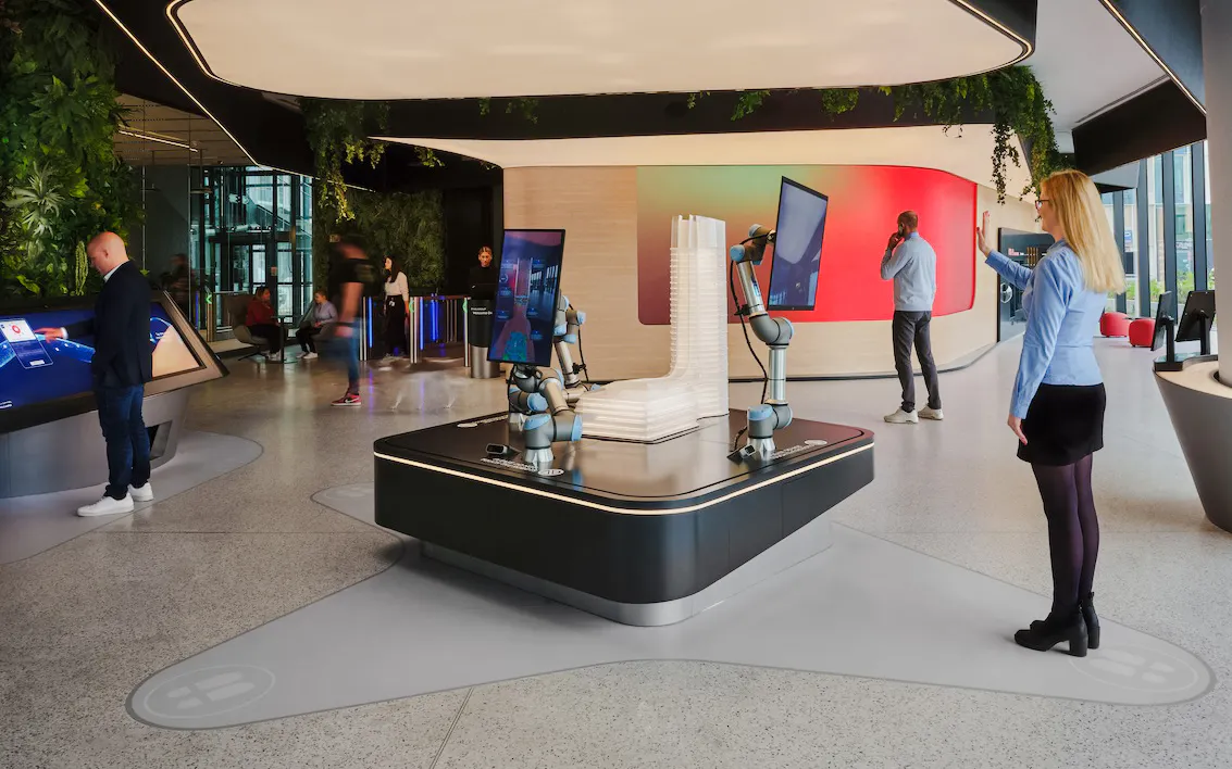 Interactive exhibit at SkyDeck, MOL Campus, Budapest.