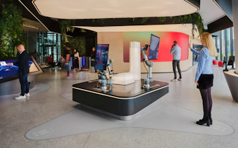 Interactive exhibit at SkyDeck, MOL Campus, Budapest.
