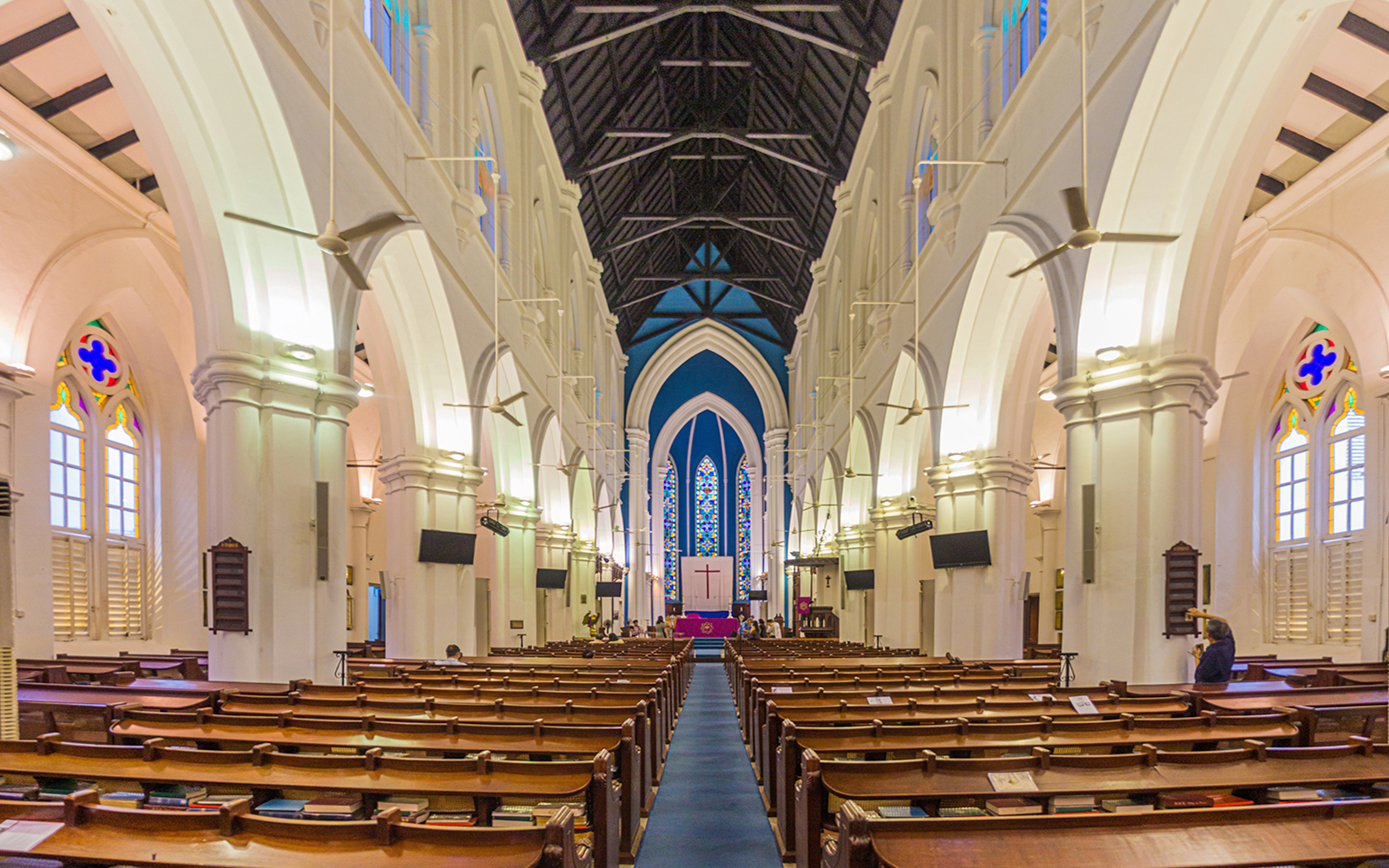 Interior of the St Andrew's Cathedral in SIngapore during evening