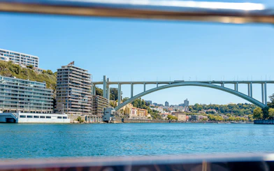 Ponte da Arrábida view from Douro River Cruise in Porto, Portugal.