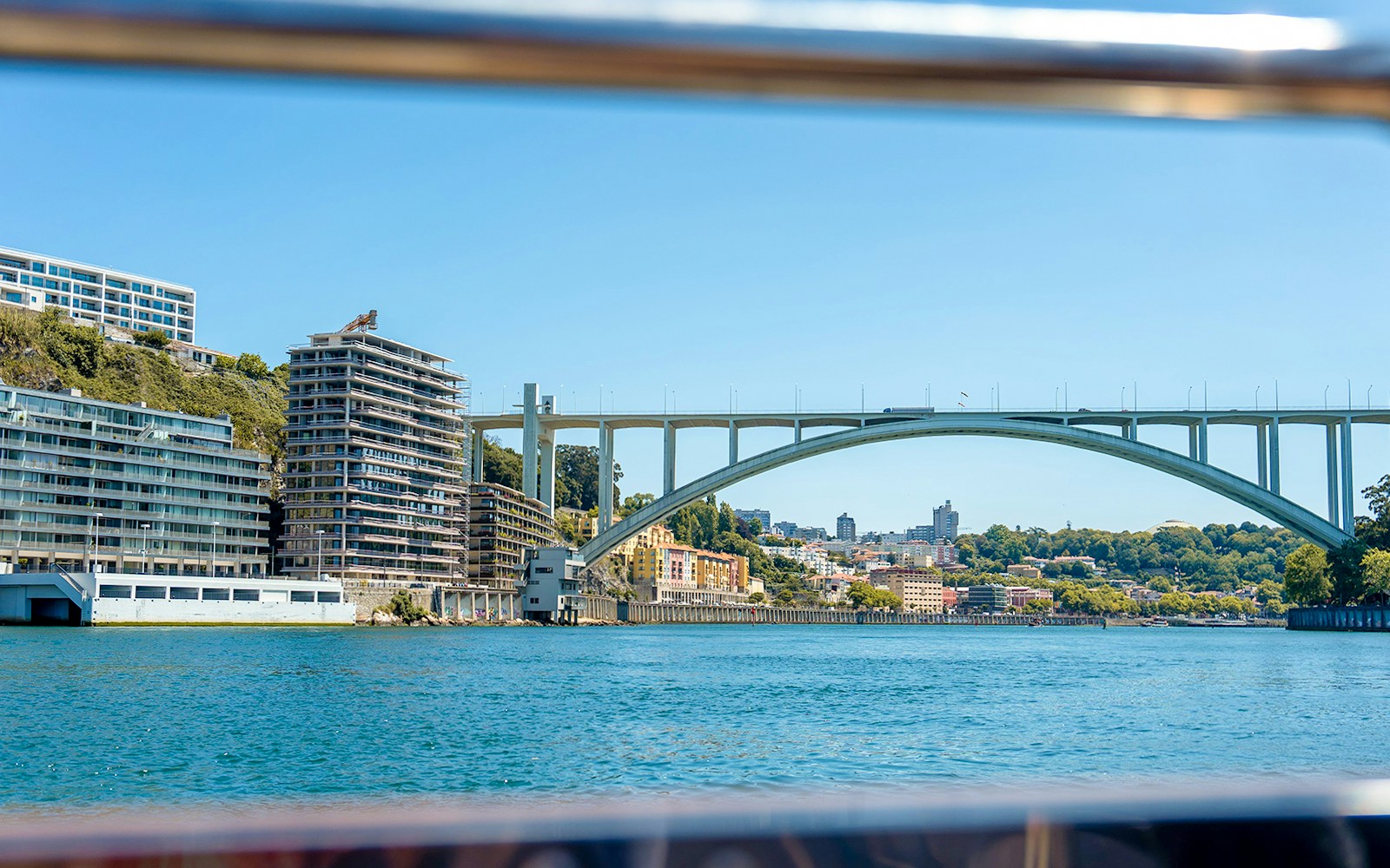 Ponte da Arrábida view from Douro River Cruise in Porto, Portugal.