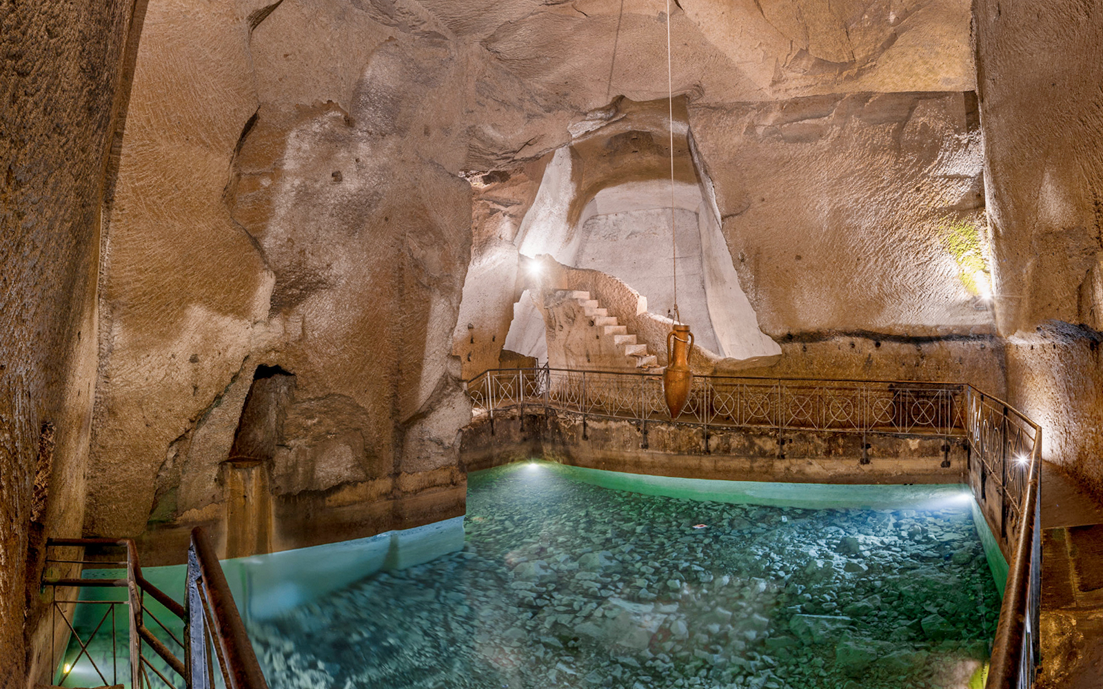 Redesigned Aqueducts in Naples underground ruins, featuring ancient Napoli sotterranea architecture.