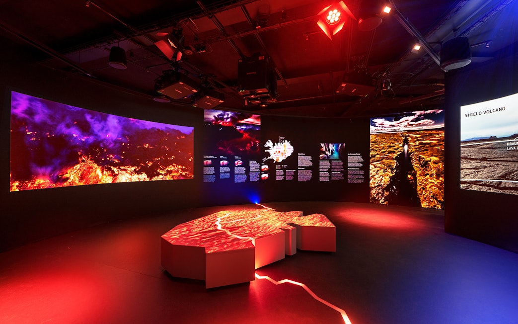 Interactive volcanic display at Perlan's Wonders of Iceland exhibit in Reykjavik.