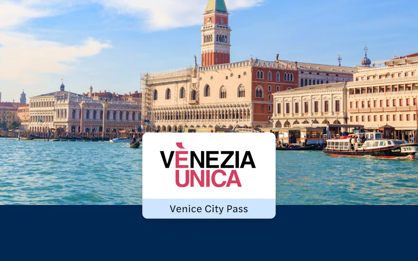 Campanile of San Marco and Doge's Palace viewed from Venice lagoon, Italy.