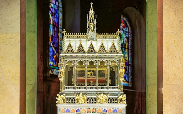 Reliquary of St. Stephen's hand inside St. Stephen's Basilica, Budapest.
