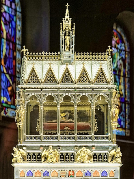 Reliquary of St. Stephen's hand inside St. Stephen's Basilica, Budapest.