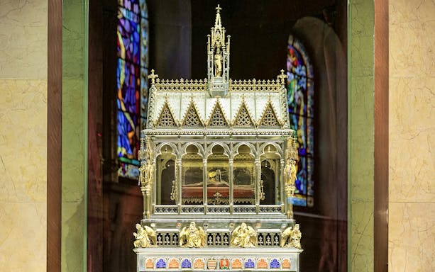 Reliquary of St. Stephen's hand inside St. Stephen's Basilica, Budapest.