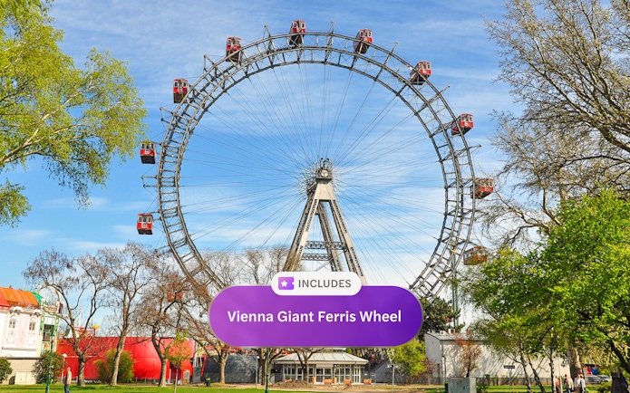 Vienna Giant Ferris Wheel in Prater Park on a sunny day.