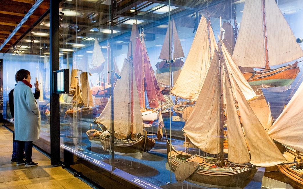 Model ships display at The Maritime Museum, Amsterdam.
