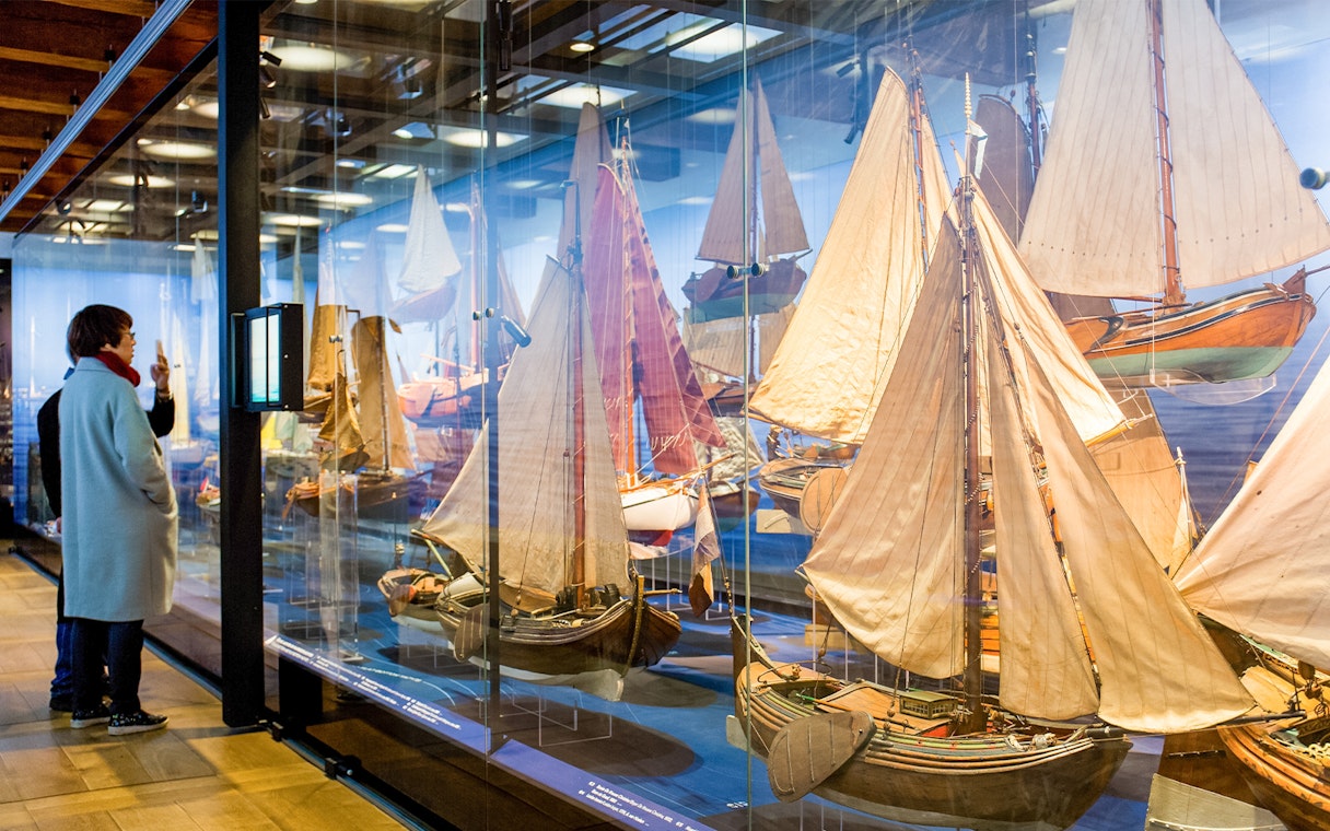 Model ships display at The Maritime Museum, Amsterdam.