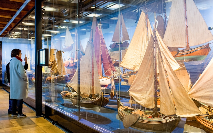 Model ships display at The Maritime Museum, Amsterdam.