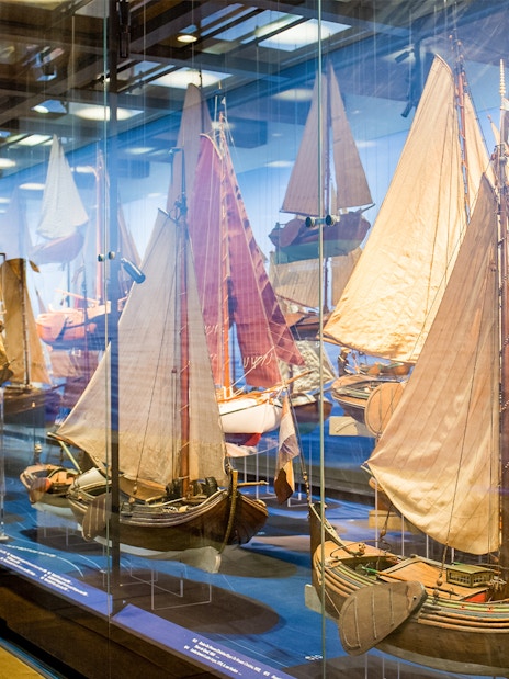 Model ships display at The Maritime Museum, Amsterdam.