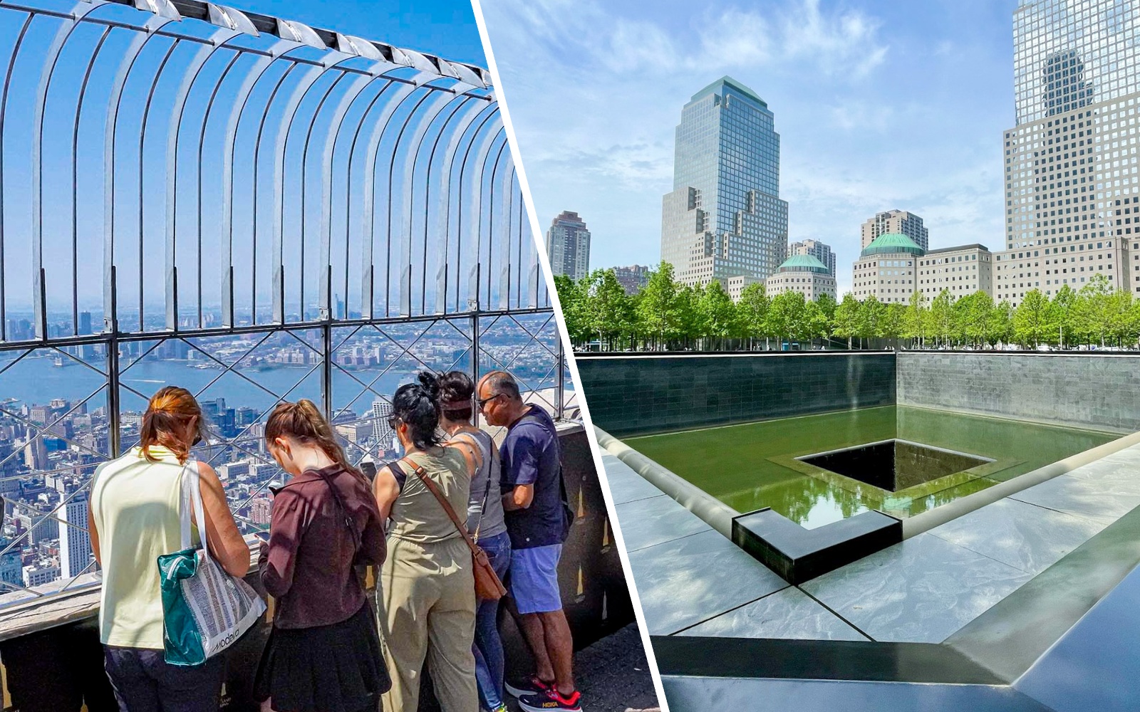 Visitors enjoying the view from the Empire State Building in New York City.