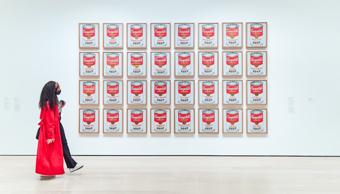 Andy Warhol's 'Campbell's Soup Cans' artwork displayed at MoMA, New York City.
