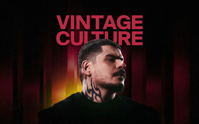 Vintage Culture event poster at Pacha, Ibiza with bold text and artistic lighting.