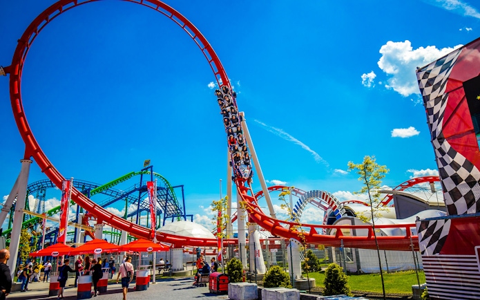 Roller coaster loop at Energylandia Amusement Park, Poland.