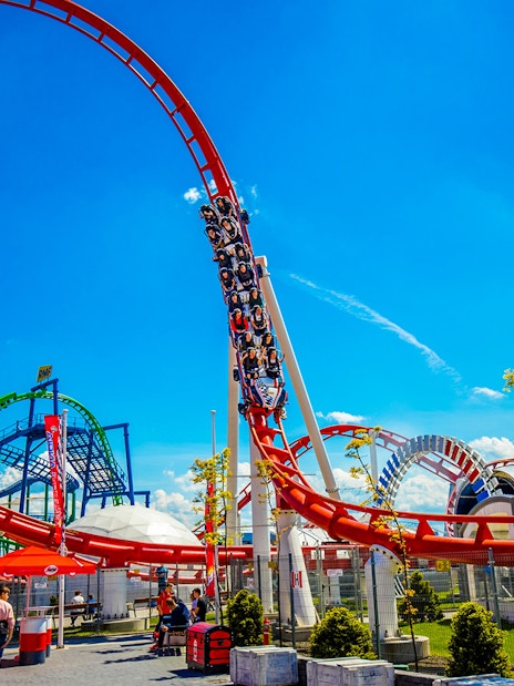 Roller coaster loop at Energylandia Amusement Park, Poland.