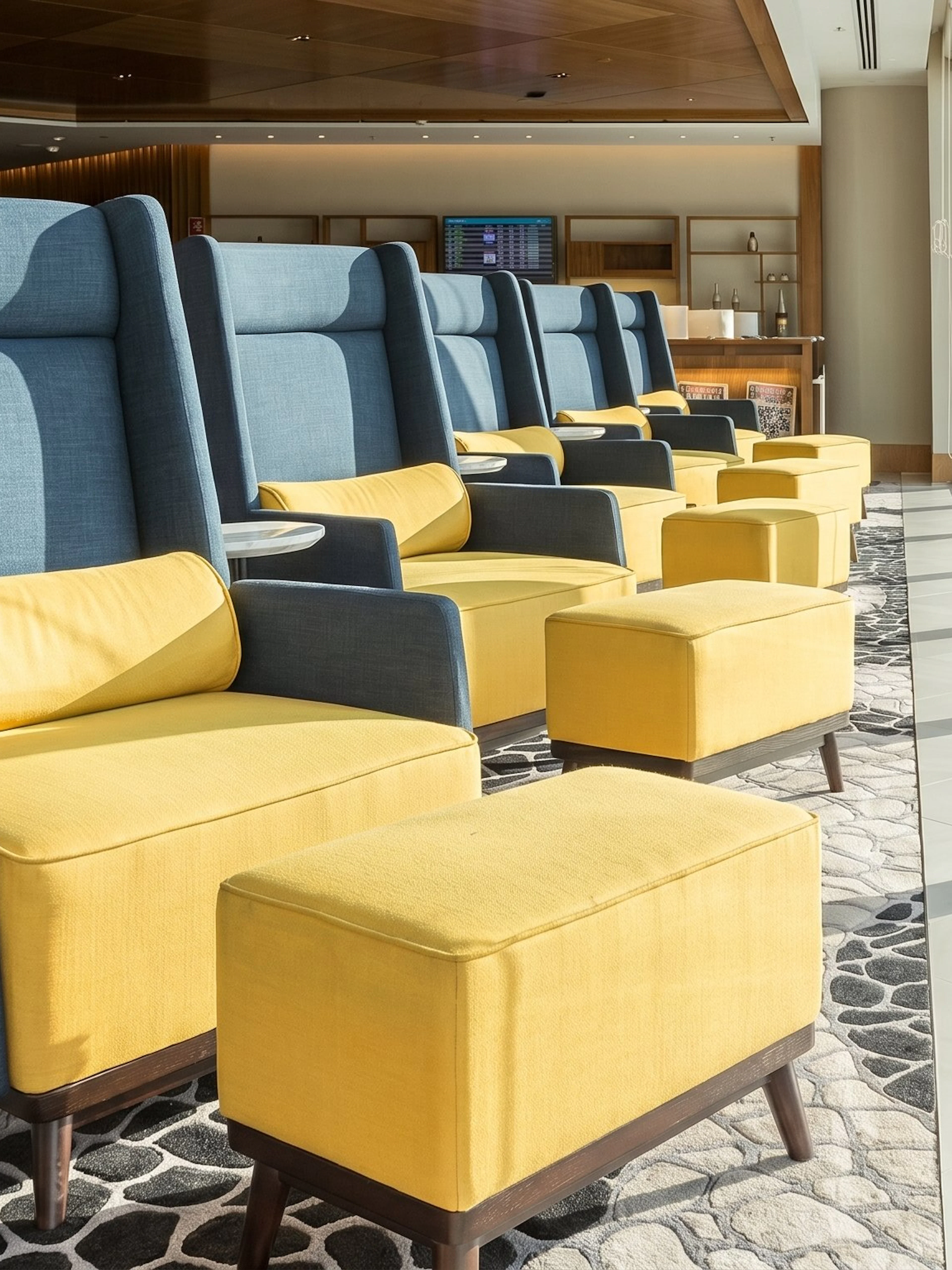 Seating area in Plaza Premium Lounge, Rio de Janeiro Airport, T2 International Departures.
