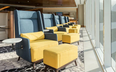Seating area in Plaza Premium Lounge, Rio de Janeiro Airport, T2 International Departures.