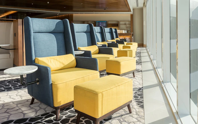 Seating area in Plaza Premium Lounge, Rio de Janeiro Airport, T2 International Departures.