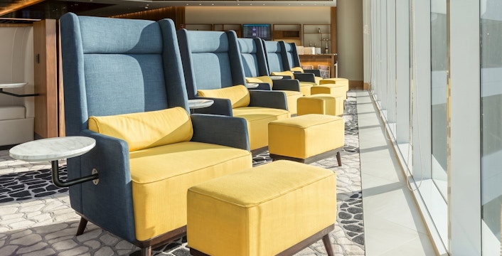Seating area in Plaza Premium Lounge, Rio de Janeiro Airport, T2 International Departures.