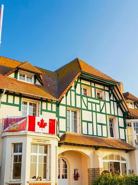 Canadian flag flying at Juno Beach Centre, Normandy, France.